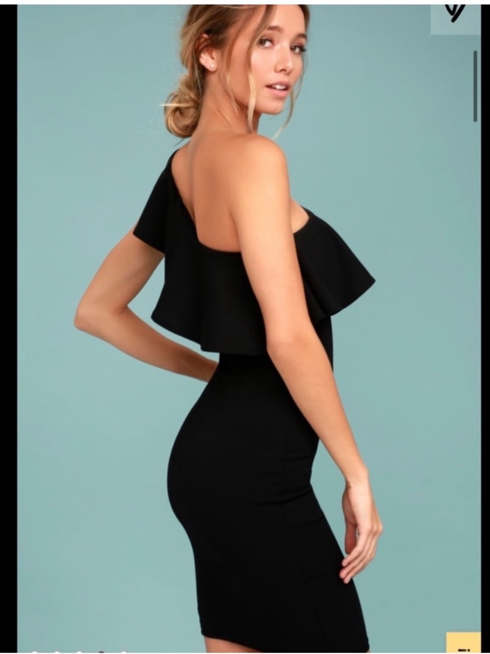 Lulus One-Shoulder Black Ruffle Bodycon Dress - Picture 4 of 8